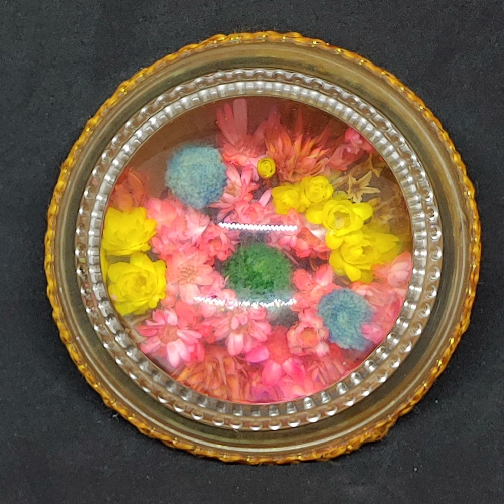 Glass Dome Paperweight Dried Flowers